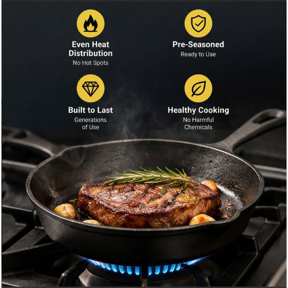 Skillet Cast Iron Camp - 3-Piece Cast Iron Skillet Set, 6,8,10