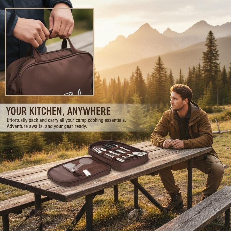 Camping Cooking Utensil Organizer - Outdoor Cooking Bag Camping Storage Bag
