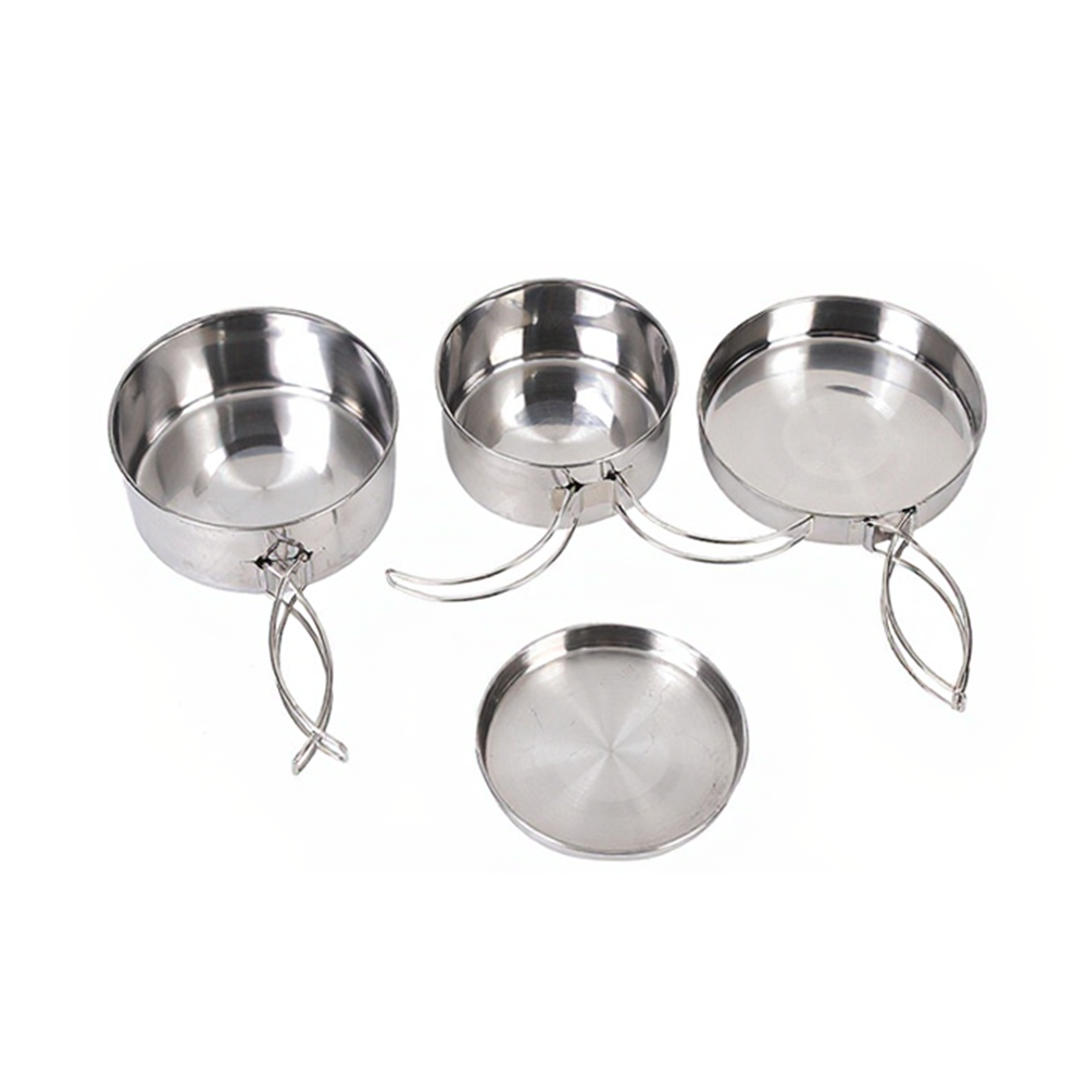 4-Piece Stainless Steel Outdoo - Nesting Camping Cooking Set ulasan dan harga