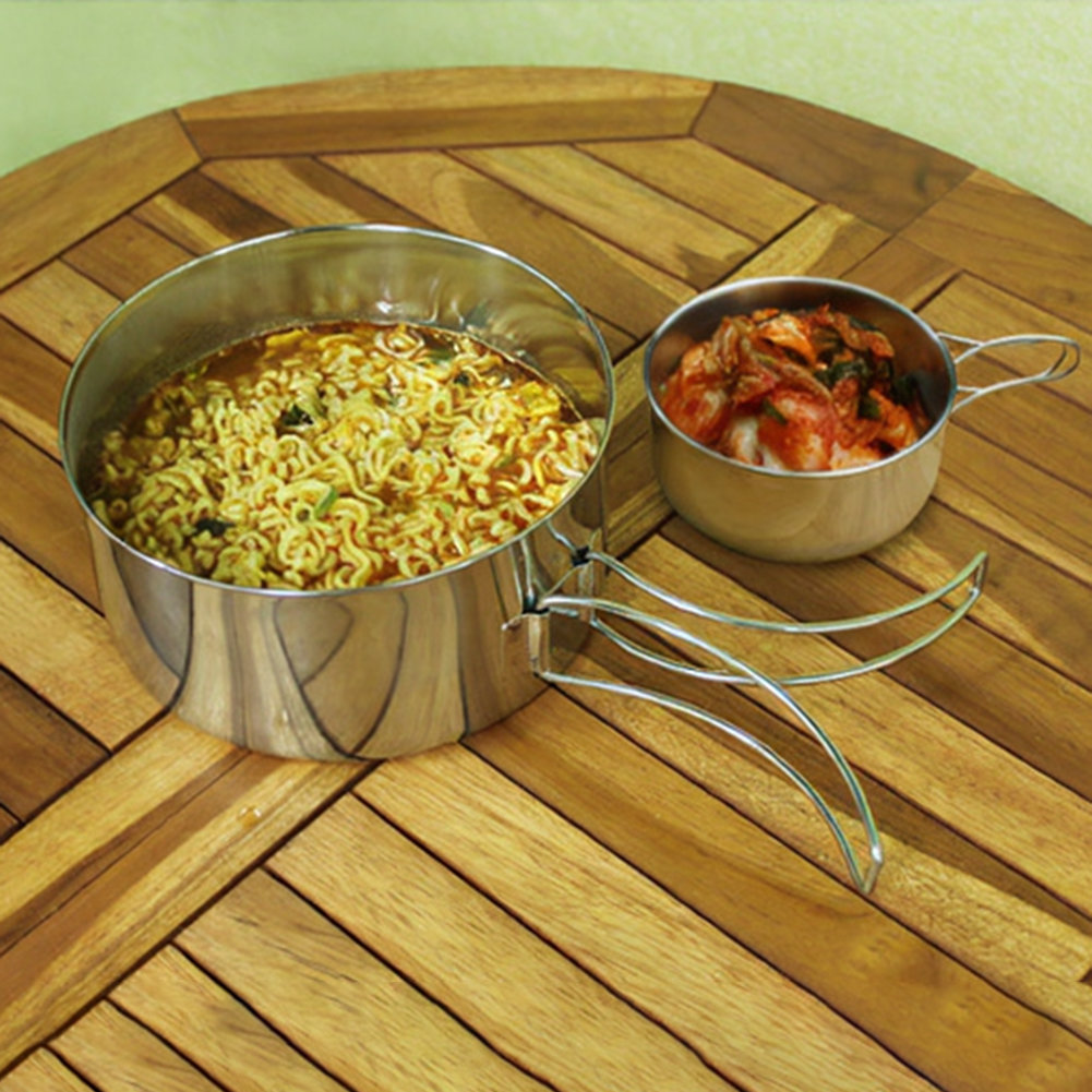 4-Piece Stainless Steel Outdoo - Nesting Camping Cooking Set ulasan dan harga