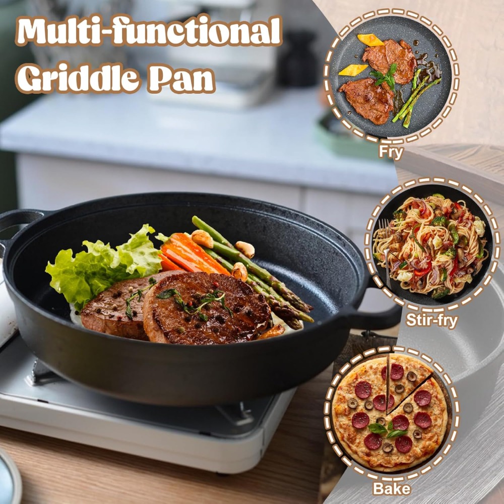 1PCS Cast Iron Skillet with Ha - Skillet Cast Iron Camp ulasan dan harga