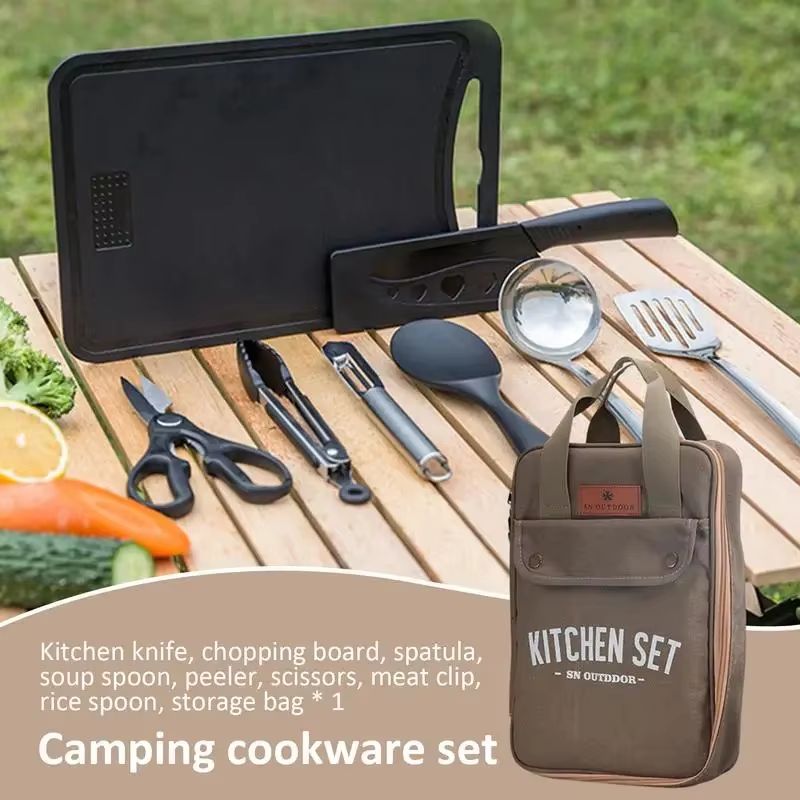 8pcs Camping Kitchen Cookware  - Camping Cooking Utensil Organizer ulasan dan harga
