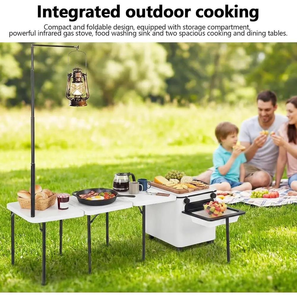 Portable Outdoor BBQ Cart with - Camping Cooking Light ulasan dan harga