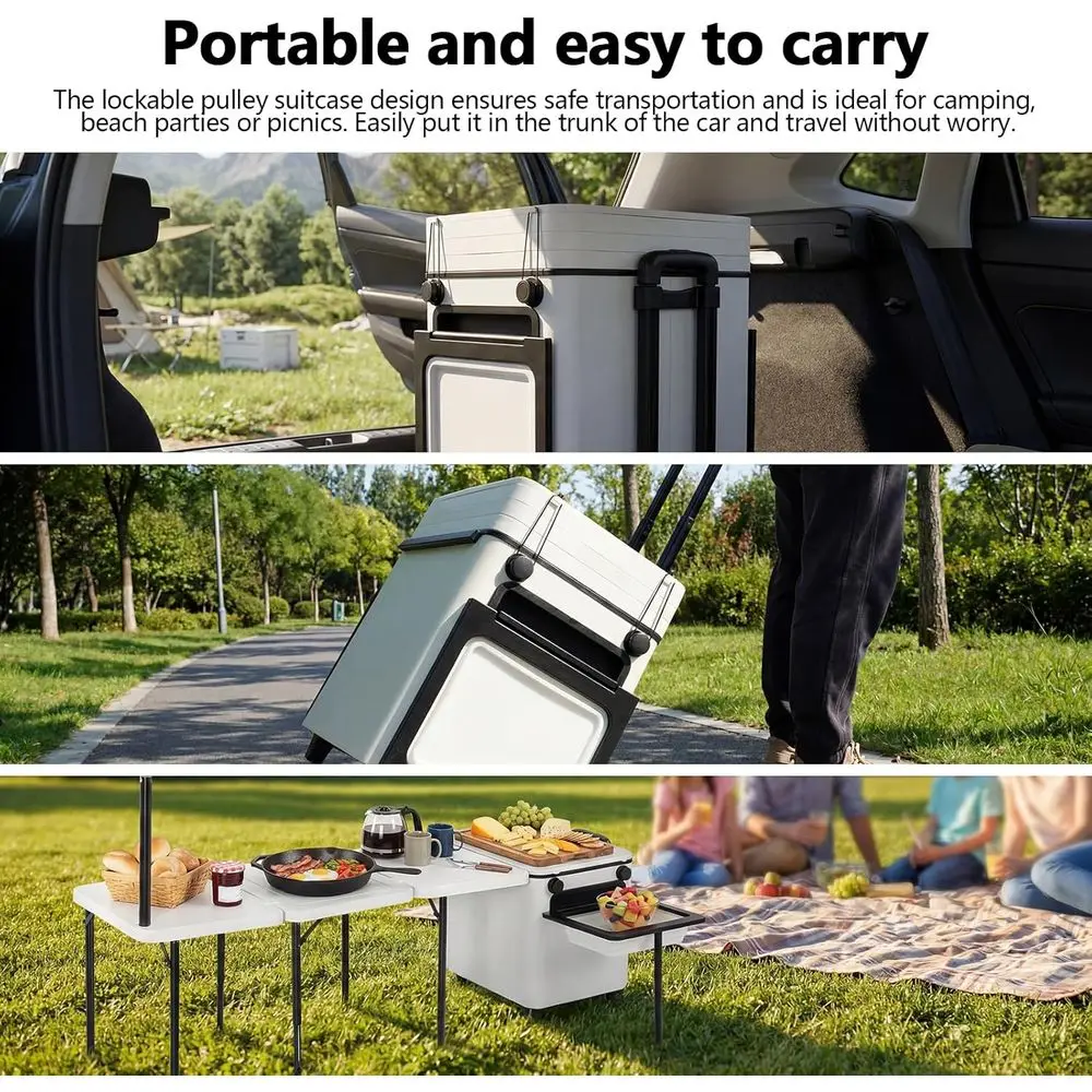 Portable Outdoor BBQ Cart with - Camping Cooking Light ulasan dan harga