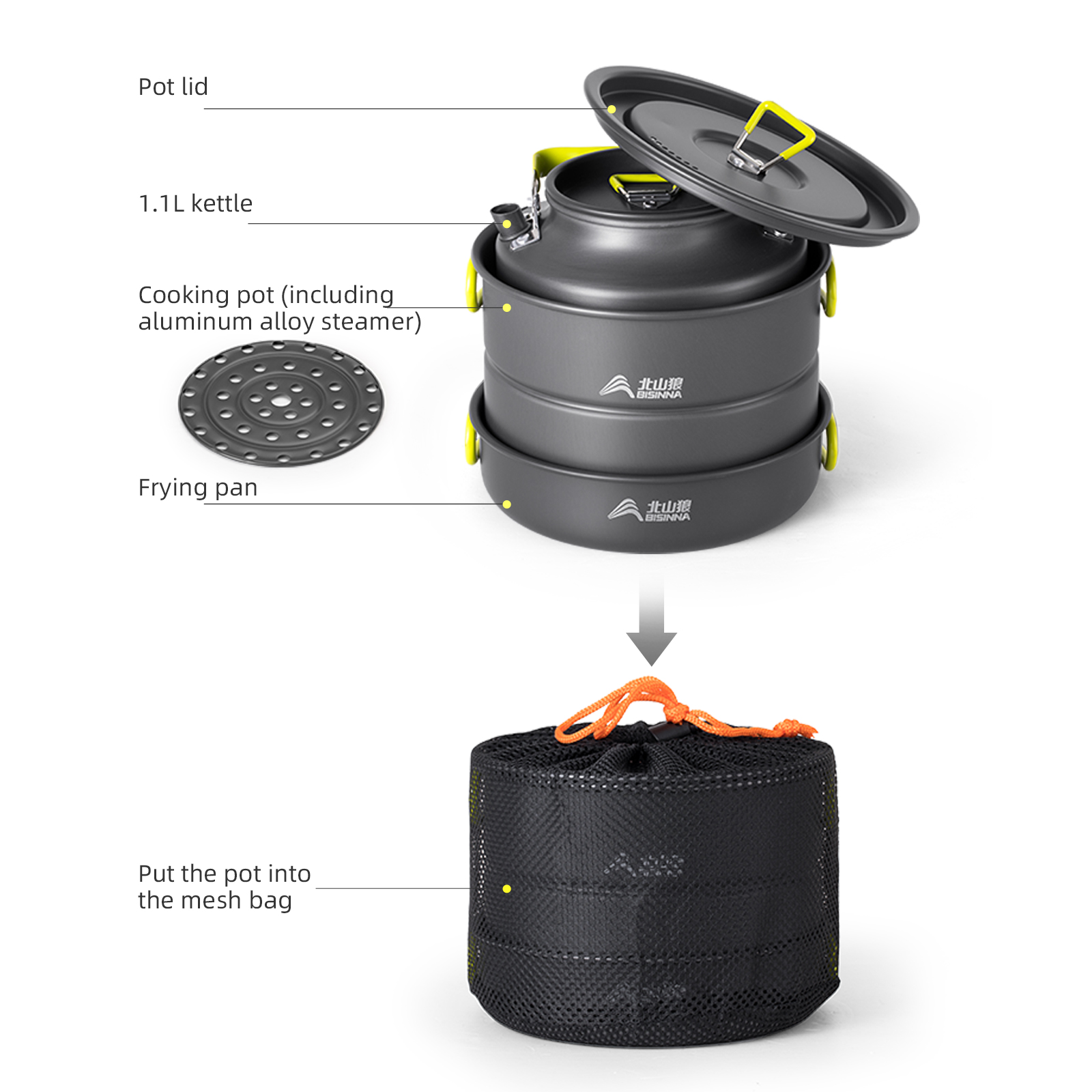 BISINNA Camping Cookware Set A - Nesting Camping Cooking Set ulasan dan harga