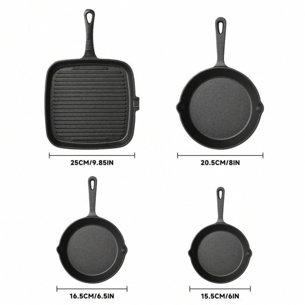 4-Piece Cast Iron Cookware Set - Skillet Cast Iron Camp ulasan dan harga