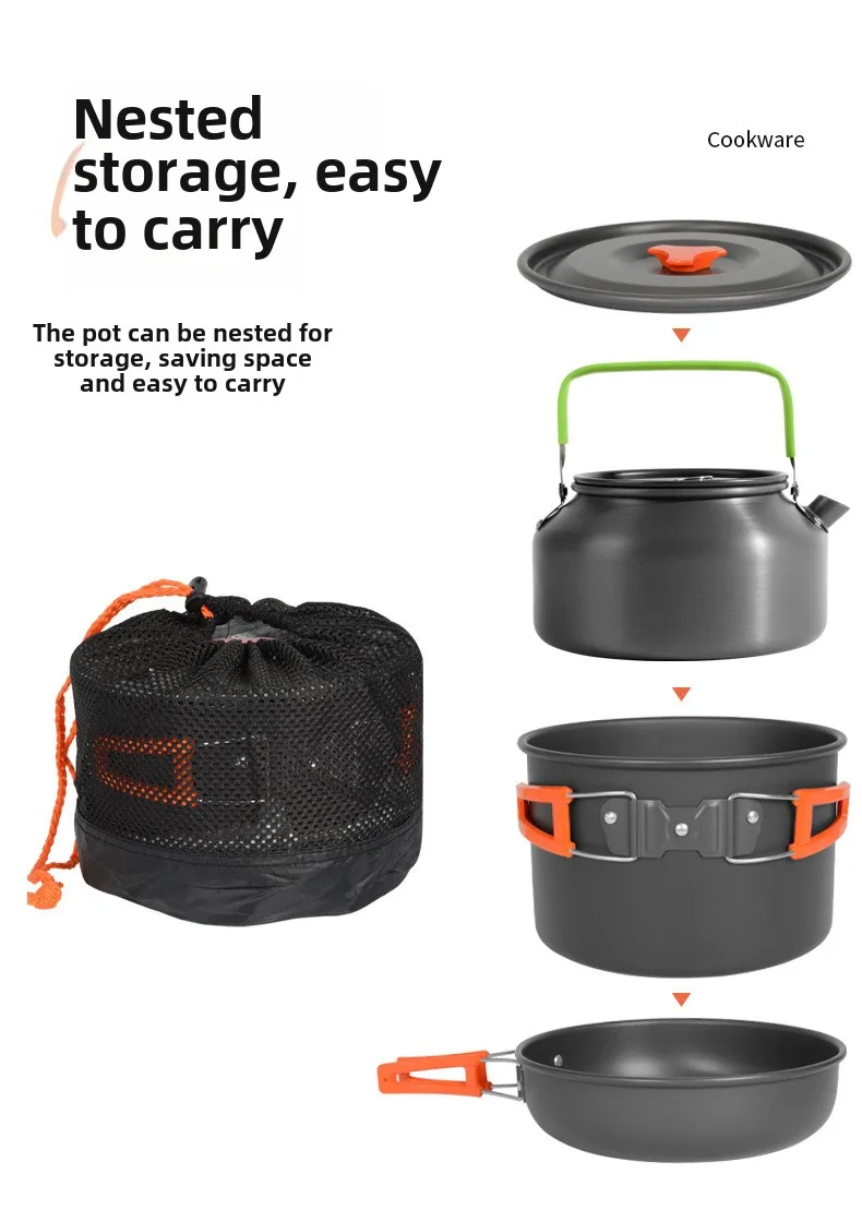 DS-308 Outdoor large capacity  - Nesting Camping Cooking Set ulasan dan harga