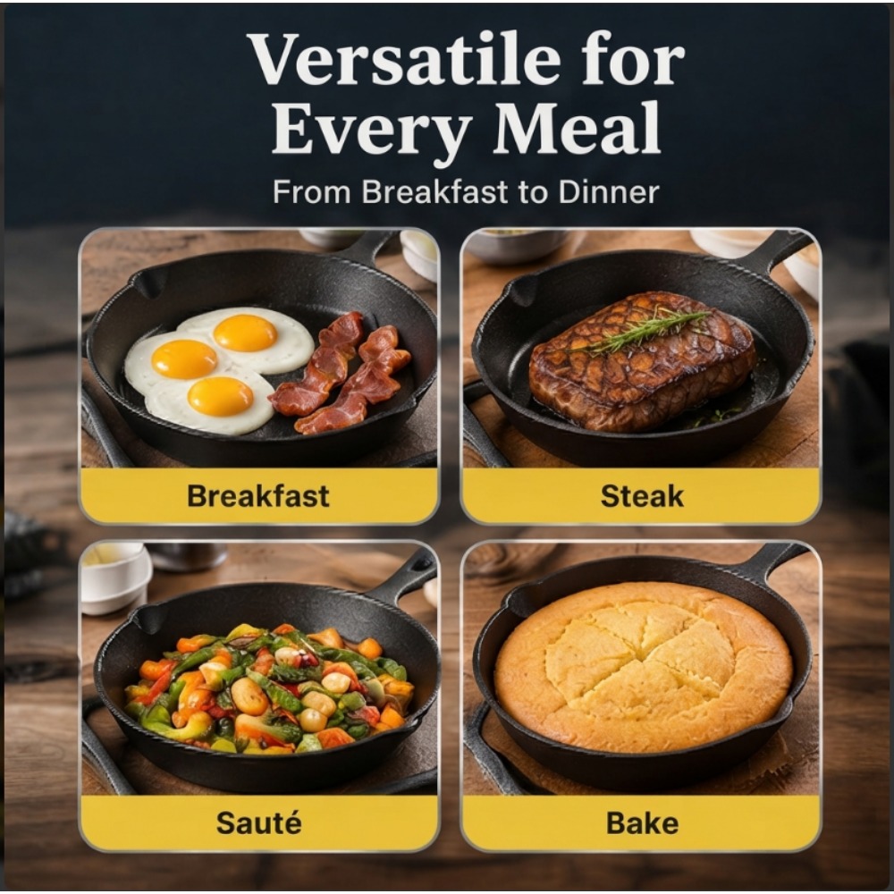 3-Piece Cast Iron Skillet Set, - Skillet Cast Iron Camp ulasan dan harga