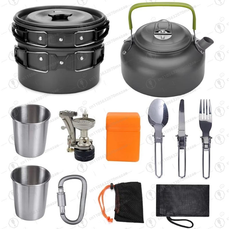Outdoor aluminum cookware 10-p - Camping Cooking Accessories Set ulasan dan harga