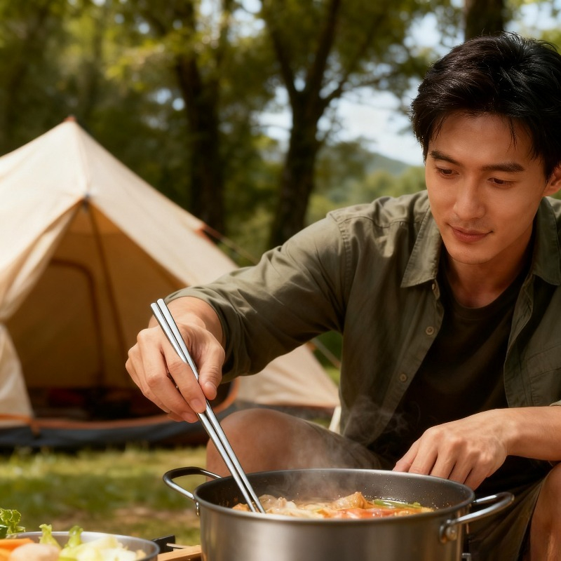 Durable Portable Titanium Chop - Camping Cooking Noodles ulasan dan harga