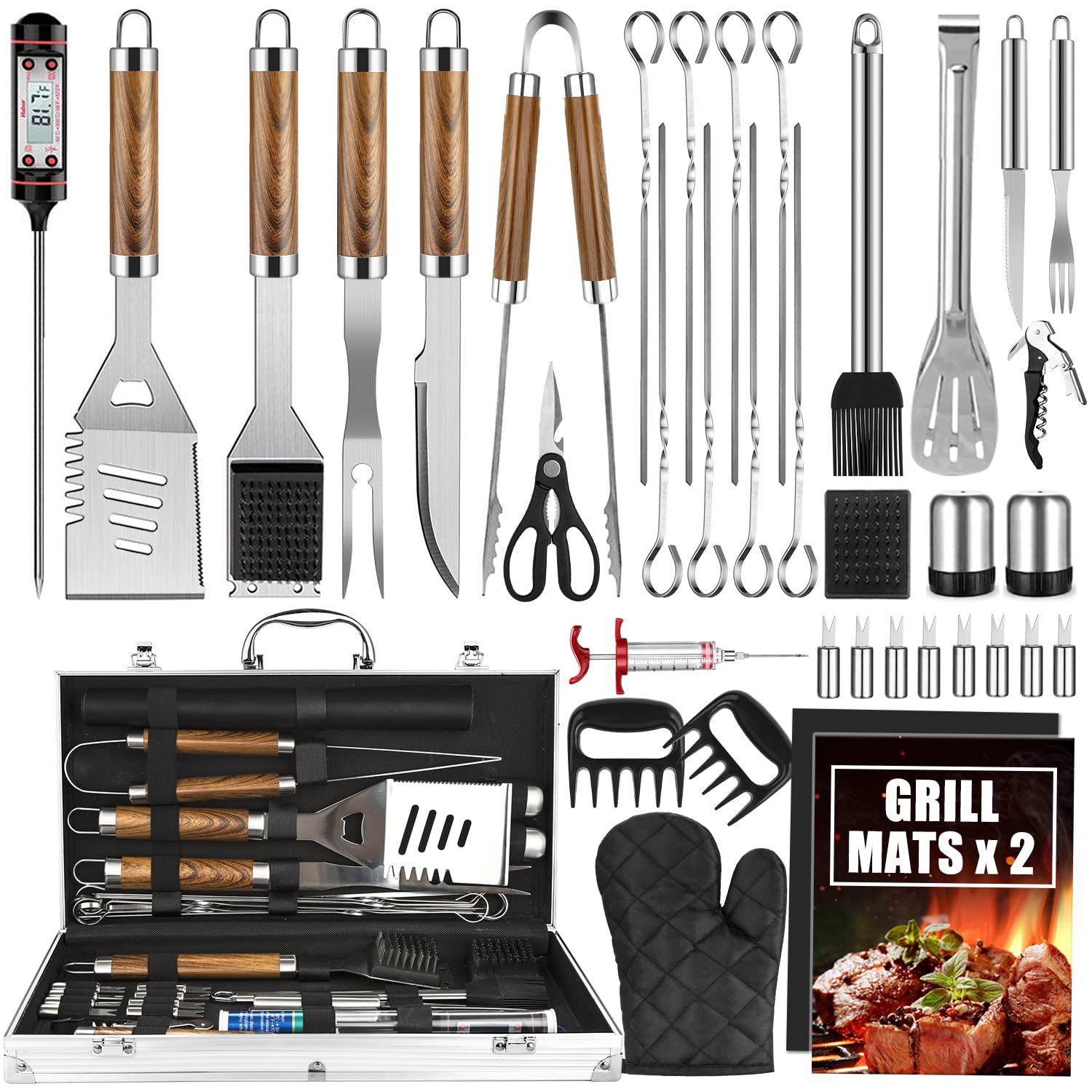 38PCS BBQ Grill Accessories Se - Camping Cooking Accessories Set ulasan dan harga