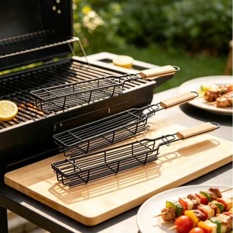 2/3 pcs Grill Baskets Stainles - Nesting Camping Cooking Set ulasan dan harga