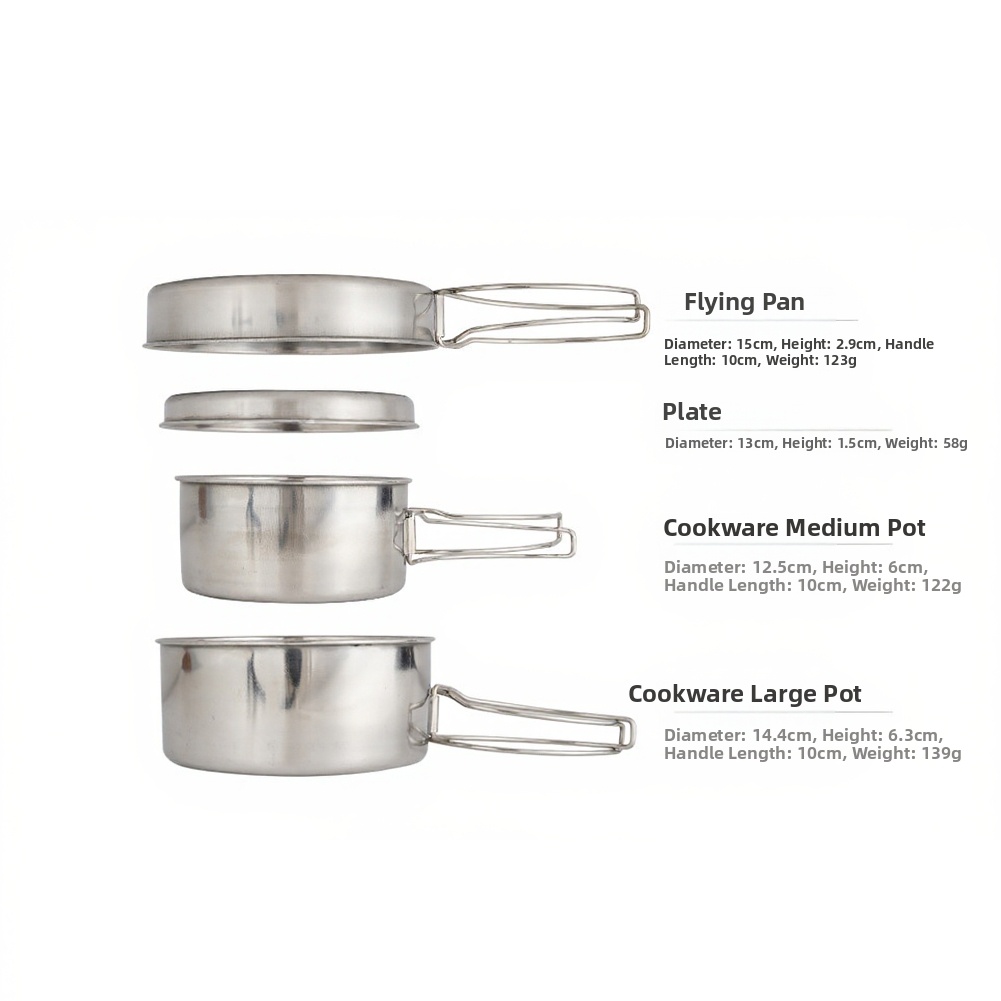 Outdoor Cooking Set 4-Piece St - Nesting Camping Cooking Set ulasan dan harga