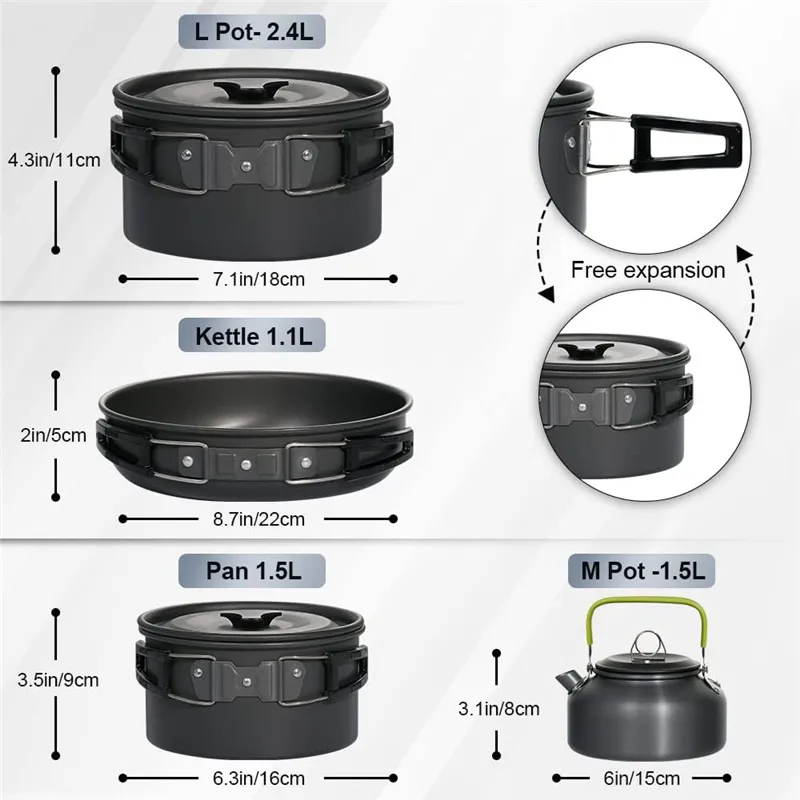 Portable Camping Cookware Set  - Nesting Camping Cooking Set ulasan dan harga