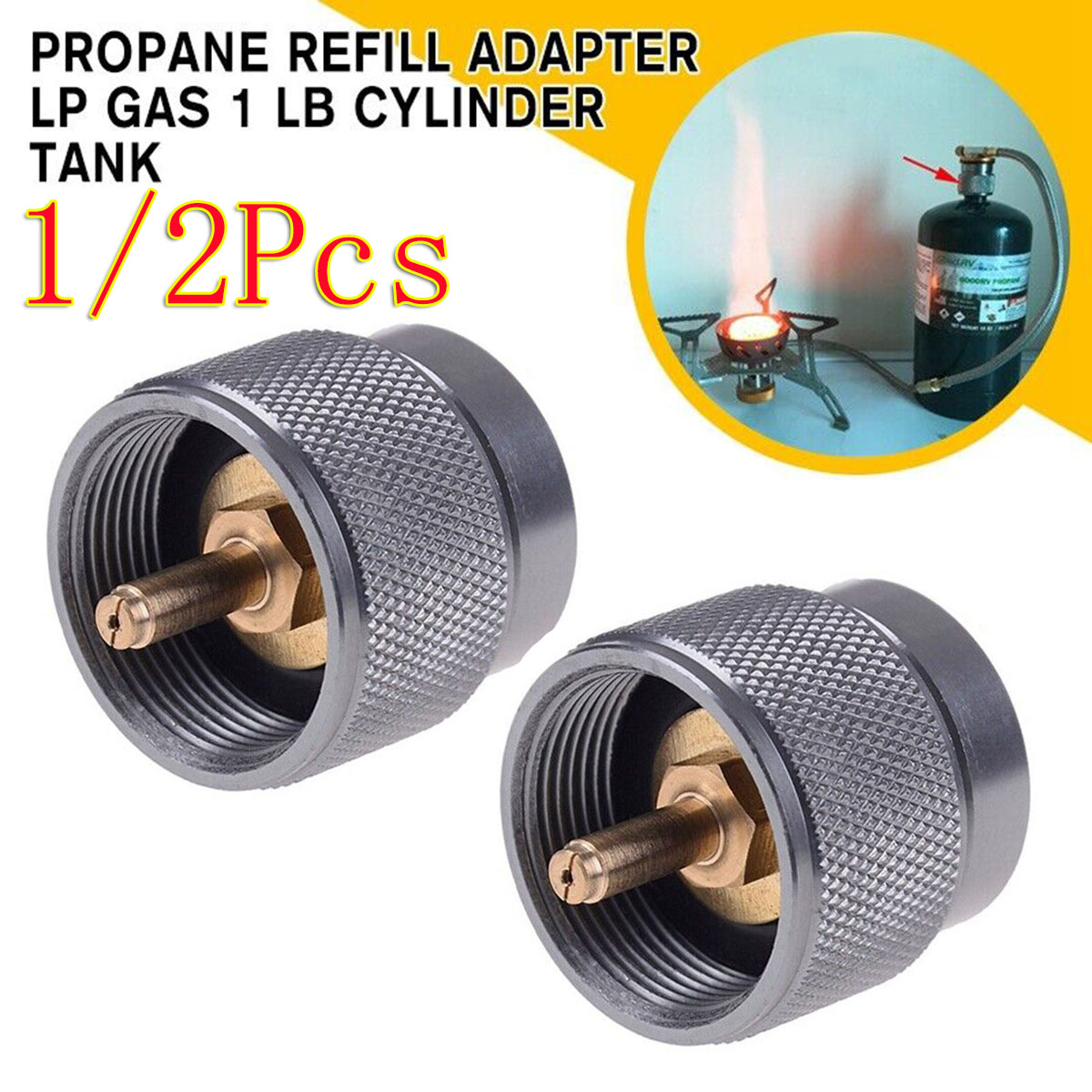1/2Pc Gas Stove Refill Adapter - Camping Cooking Canister ulasan dan harga