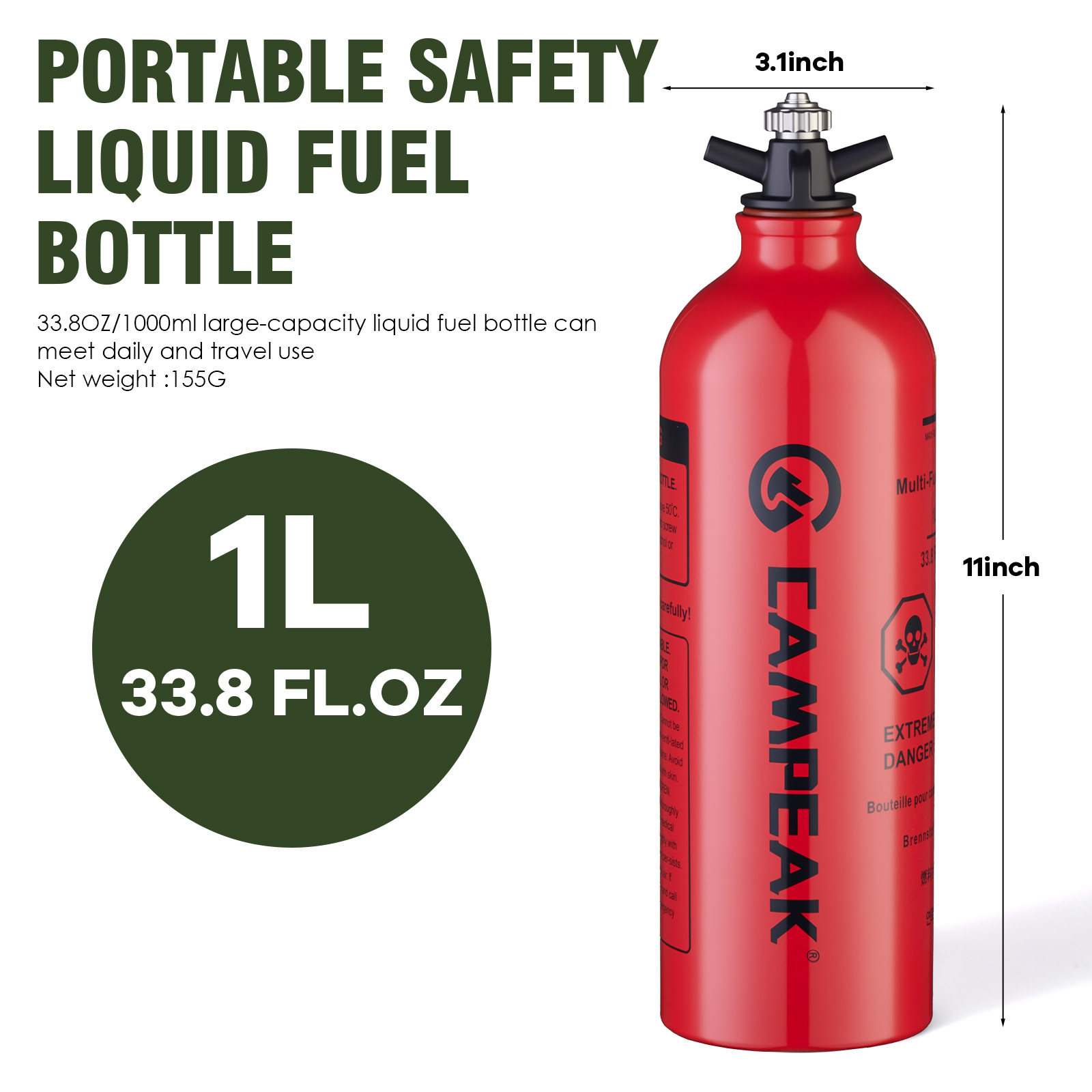 CAMPEAK Liquid Fuel Bottle Can - Camping Cooking Oil Bottle ulasan dan harga