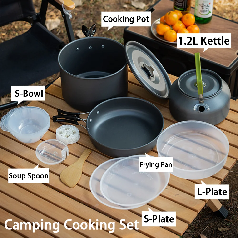 Large Capacity Non-Stick Campi - Nesting Camping Cooking Set ulasan dan harga
