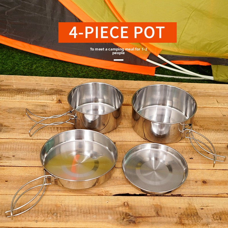 CLS 4-Piece Stainless Steel Ca - Nesting Camping Cooking Set ulasan dan harga