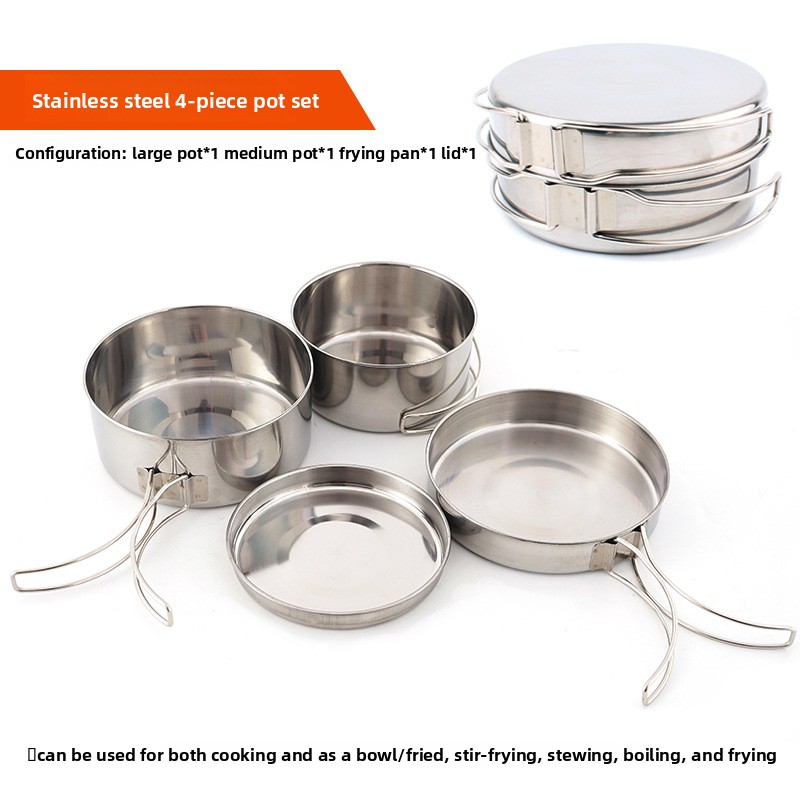 CLS 4-Piece Stainless Steel Ca - Nesting Camping Cooking Set ulasan dan harga