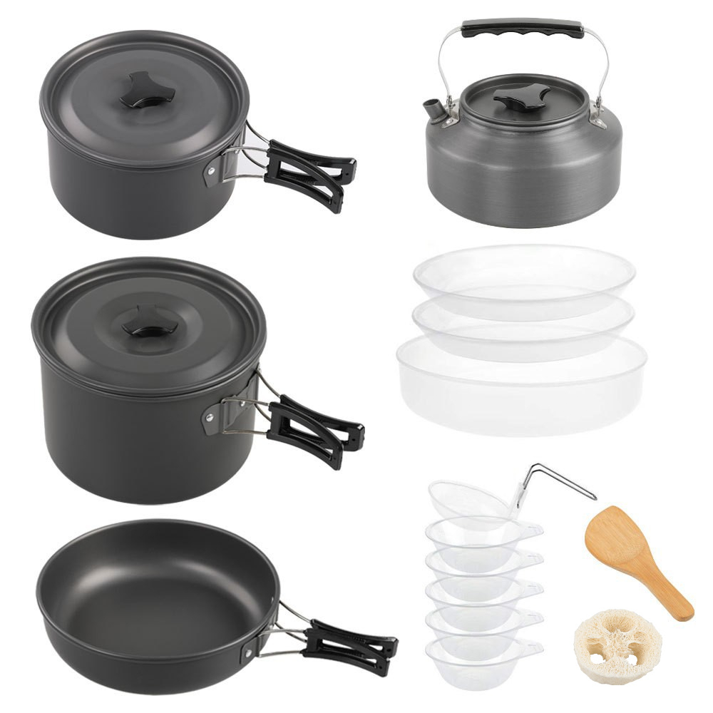 Outdoor large cooking set, 2-4 - Nesting Camping Cooking Set ulasan dan harga