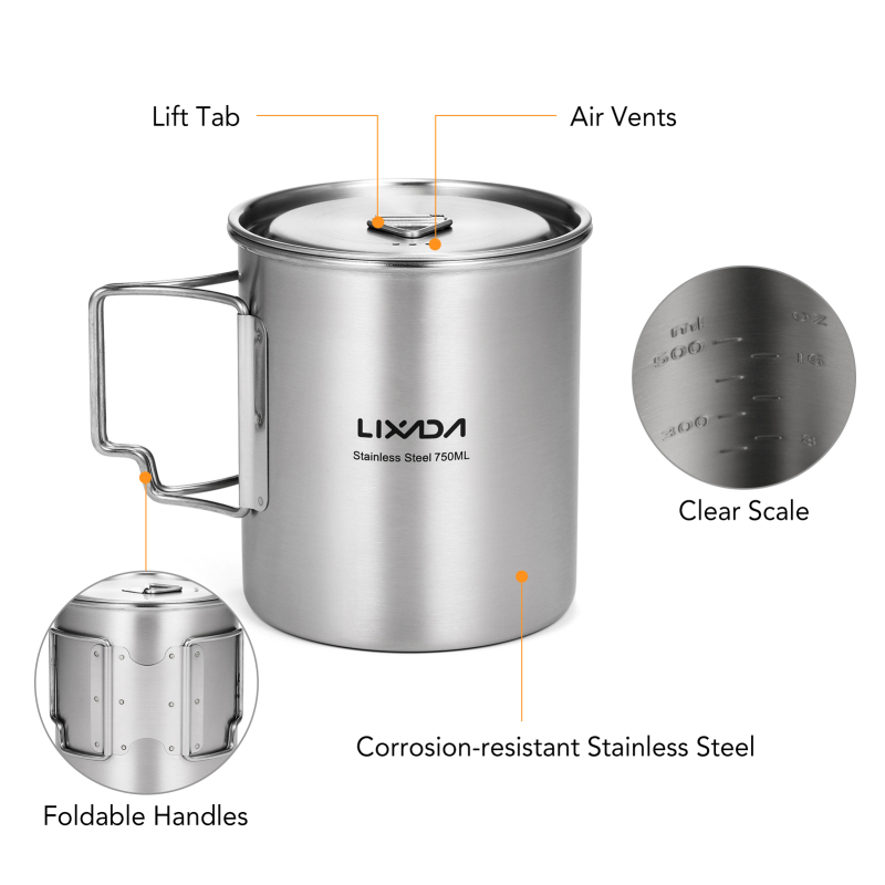 Lixada 750ml Cup Outdoor Stain - Camping Cooking Mesh ulasan dan harga