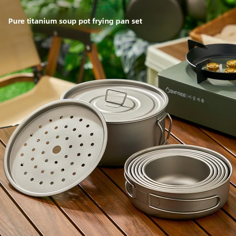 Titanium Outdoor Pot Set Picni - Camping Cooking Mesh ulasan dan harga