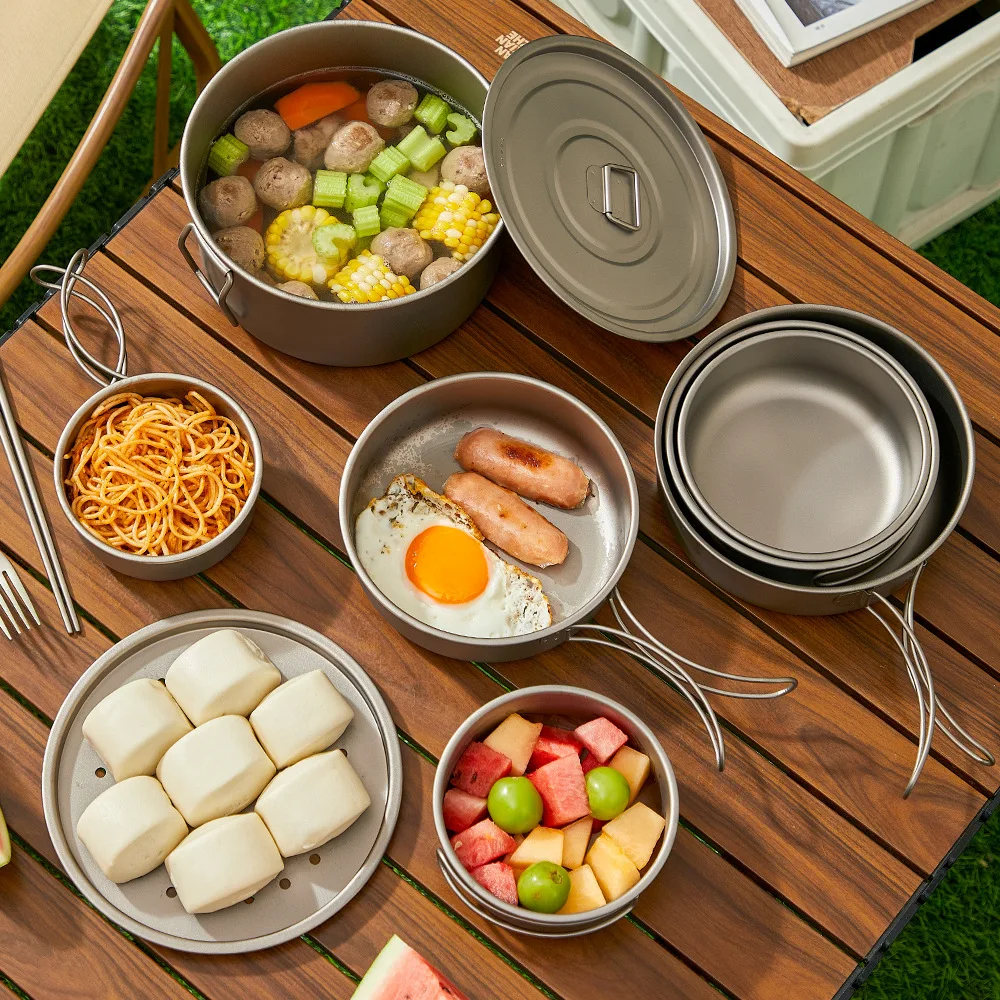 Titanium Outdoor Pot Set Picni - Camping Cooking Mesh ulasan dan harga