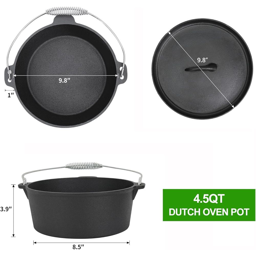 8 Piece Pre-Seasoned Dutch Ove - Skillet Cast Iron Camp ulasan dan harga