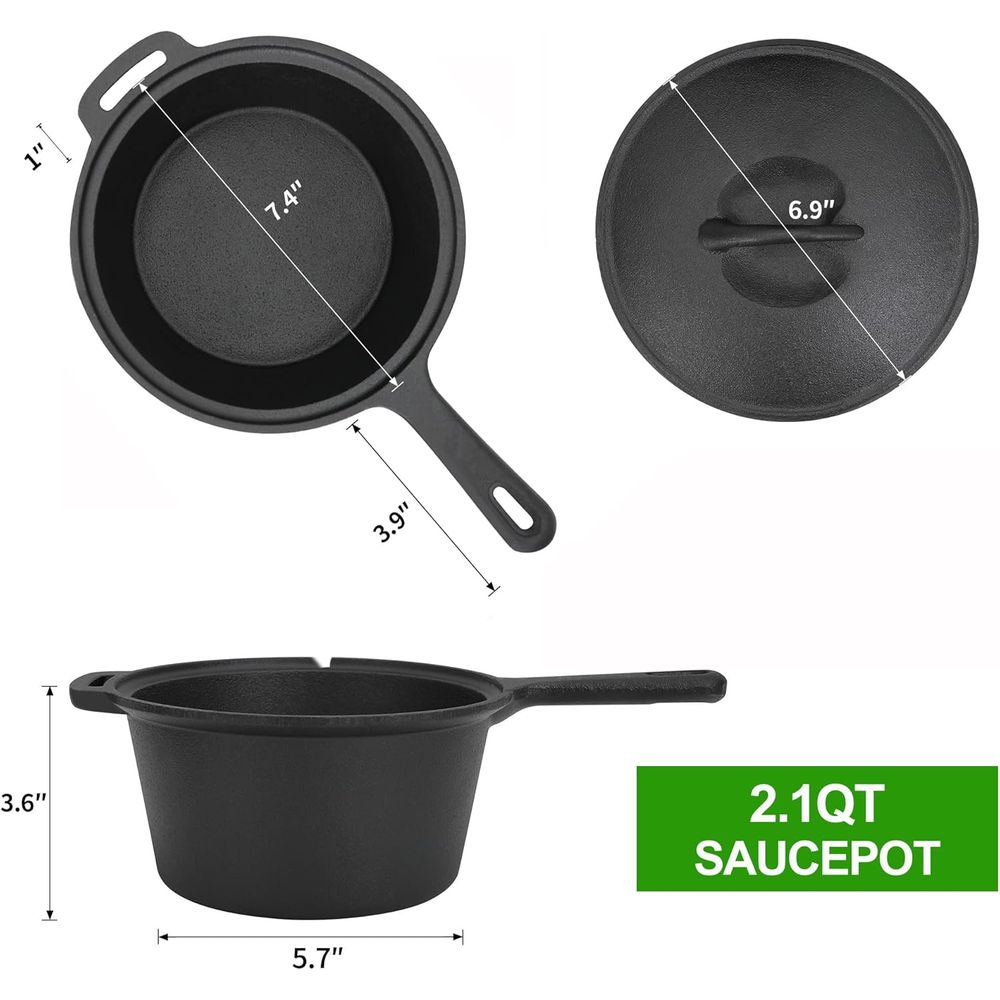 8 Piece Pre-Seasoned Dutch Ove - Skillet Cast Iron Camp ulasan dan harga