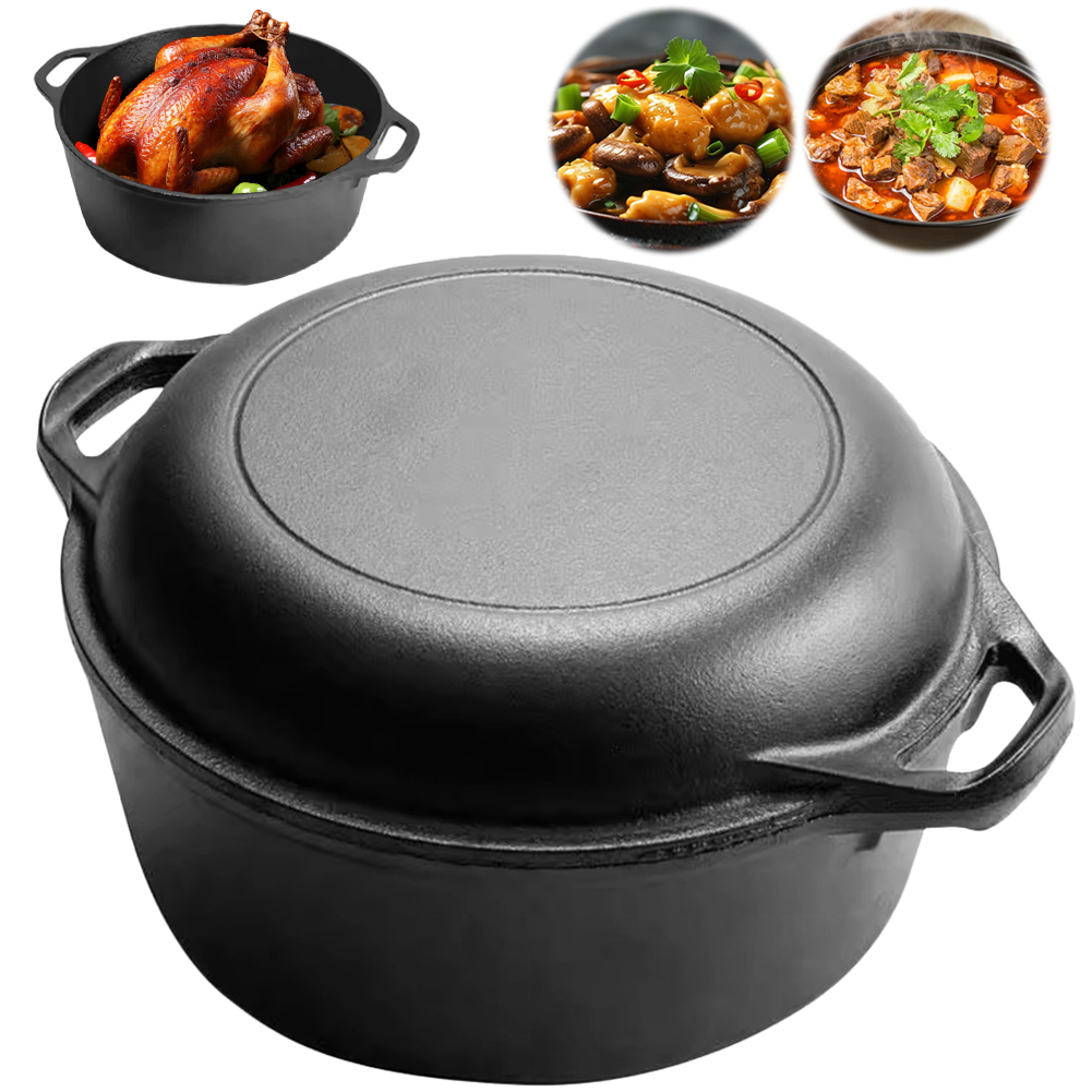 2 in 1 Cast Iron Dutch Oven wi - Skillet Cast Iron Camp ulasan dan harga