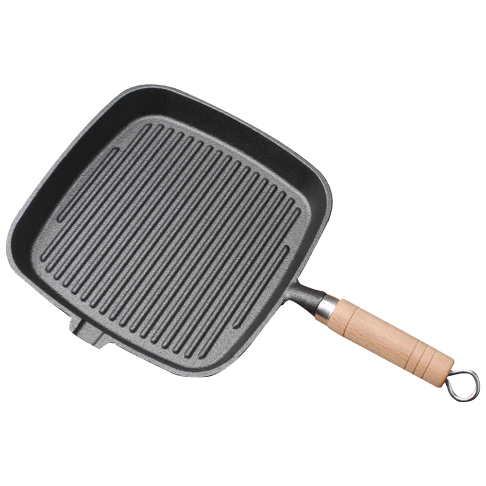 Iron Skillet Steak Pan with Wo - Skillet Cast Iron Camp ulasan dan harga