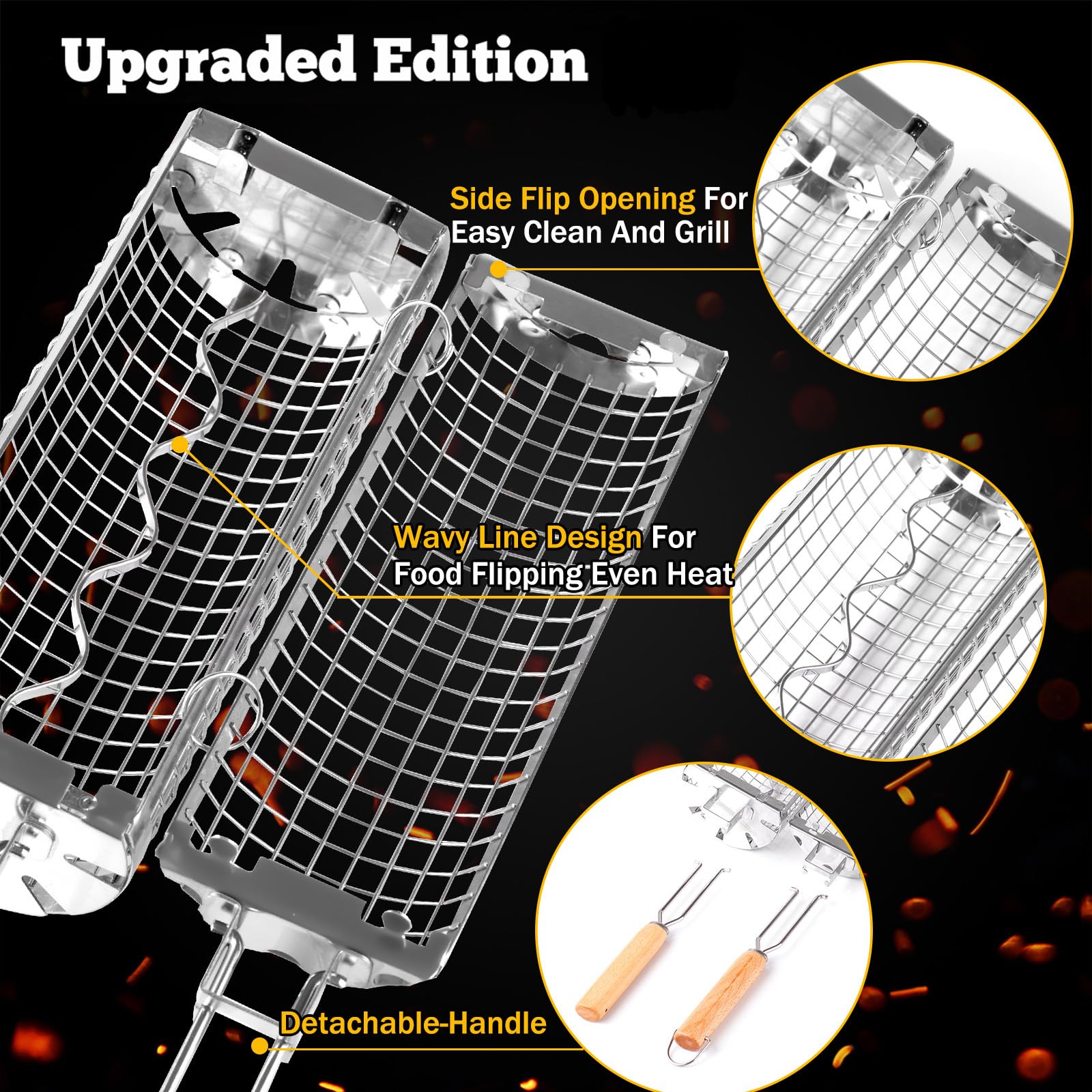 BUYYES Rolling Grill Basket BB - Camping Cooking Mesh ulasan dan harga