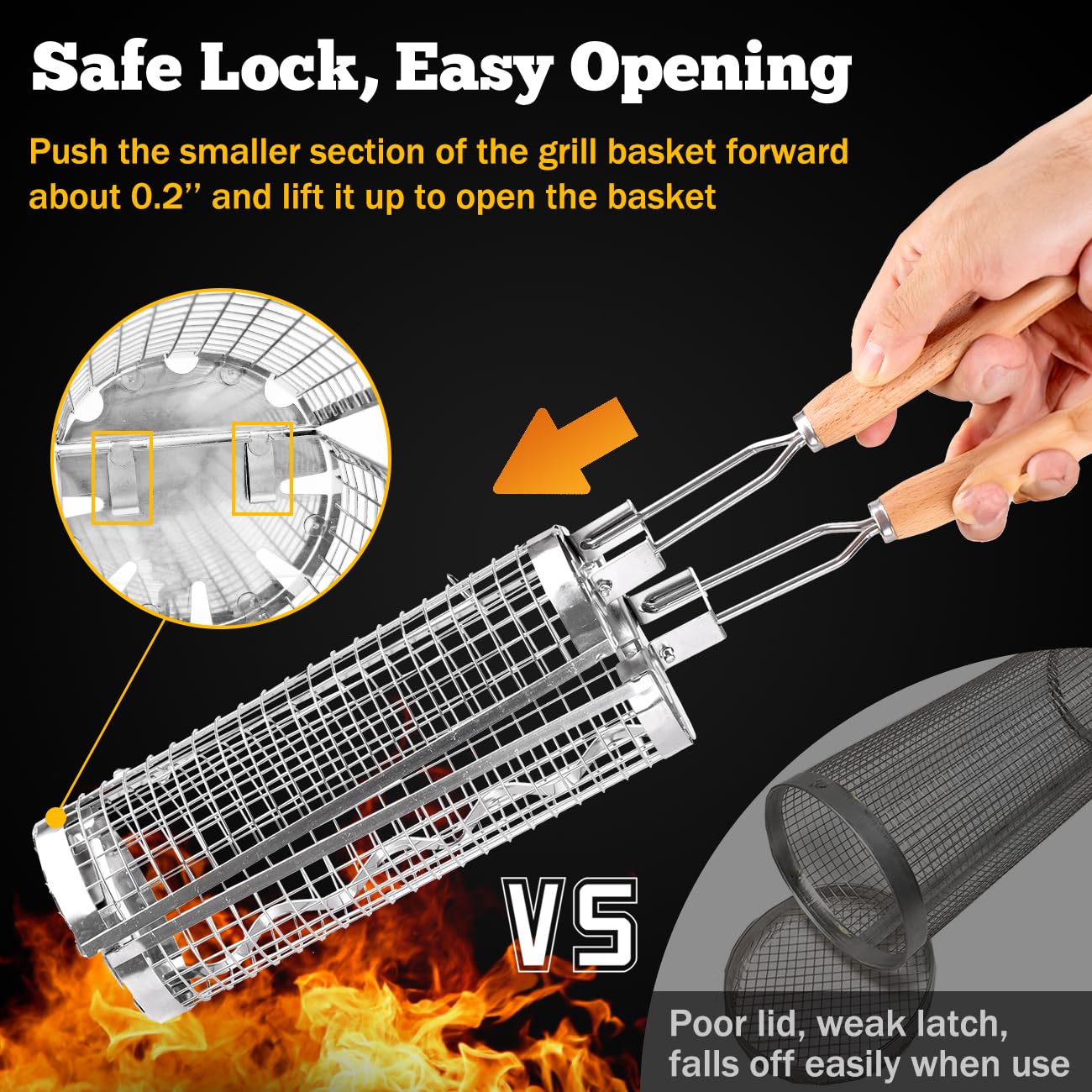 BUYYES Rolling Grill Basket BB - Camping Cooking Mesh ulasan dan harga